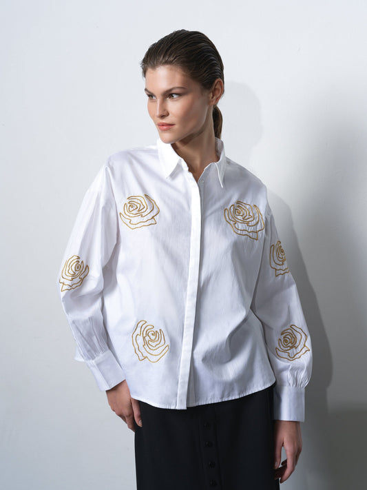 Cotton Floral Embellished Shirt