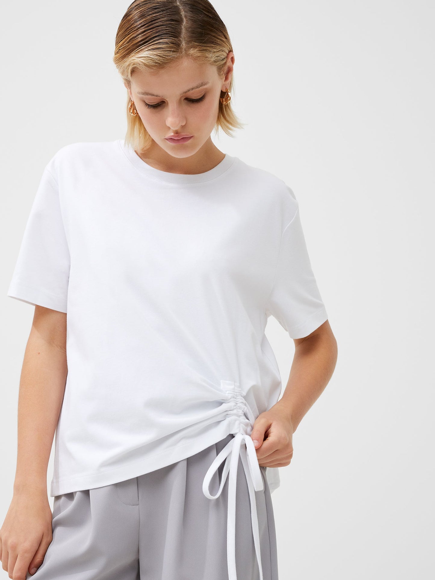 Cotton Rouched T-Shirt