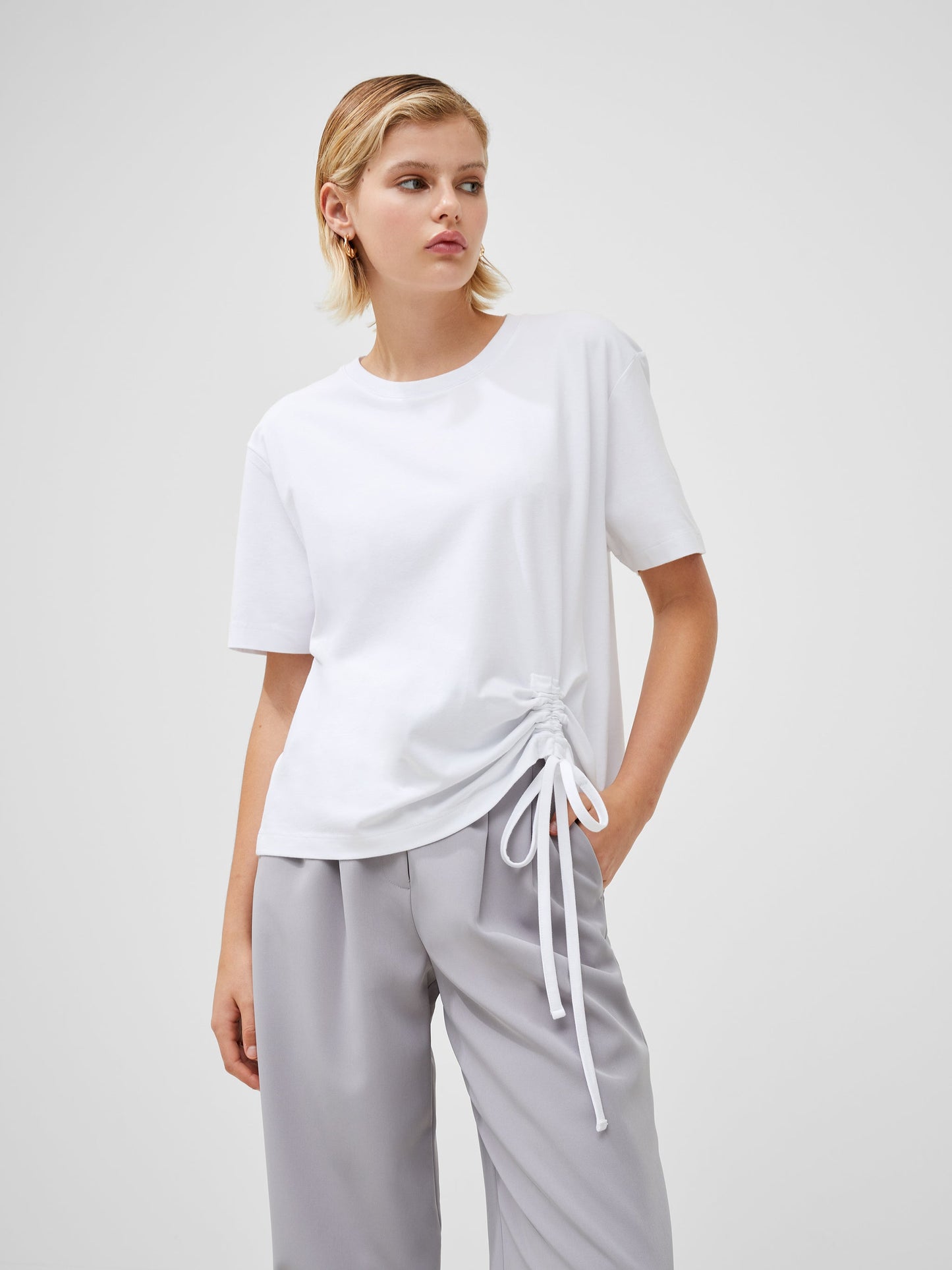 Cotton Rouched T-Shirt