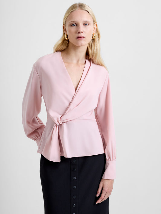 Crepe Wrap Peplum Top