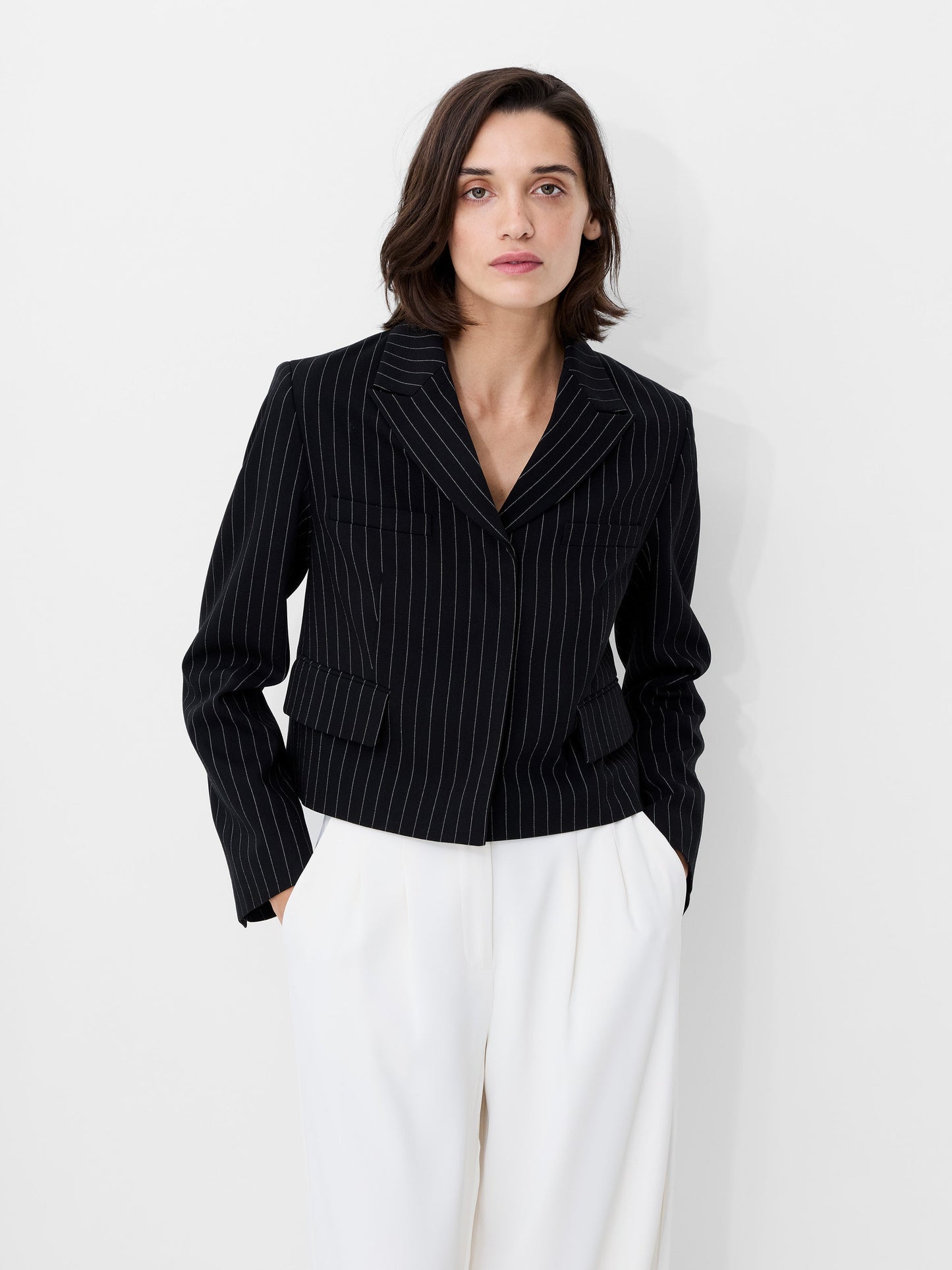 Pinstripe Cropped Blazer